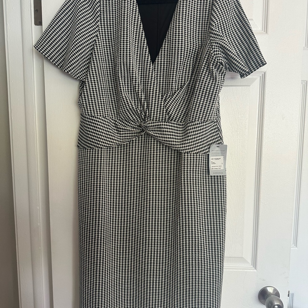 Maggy London Black and White Houndstooth Dress